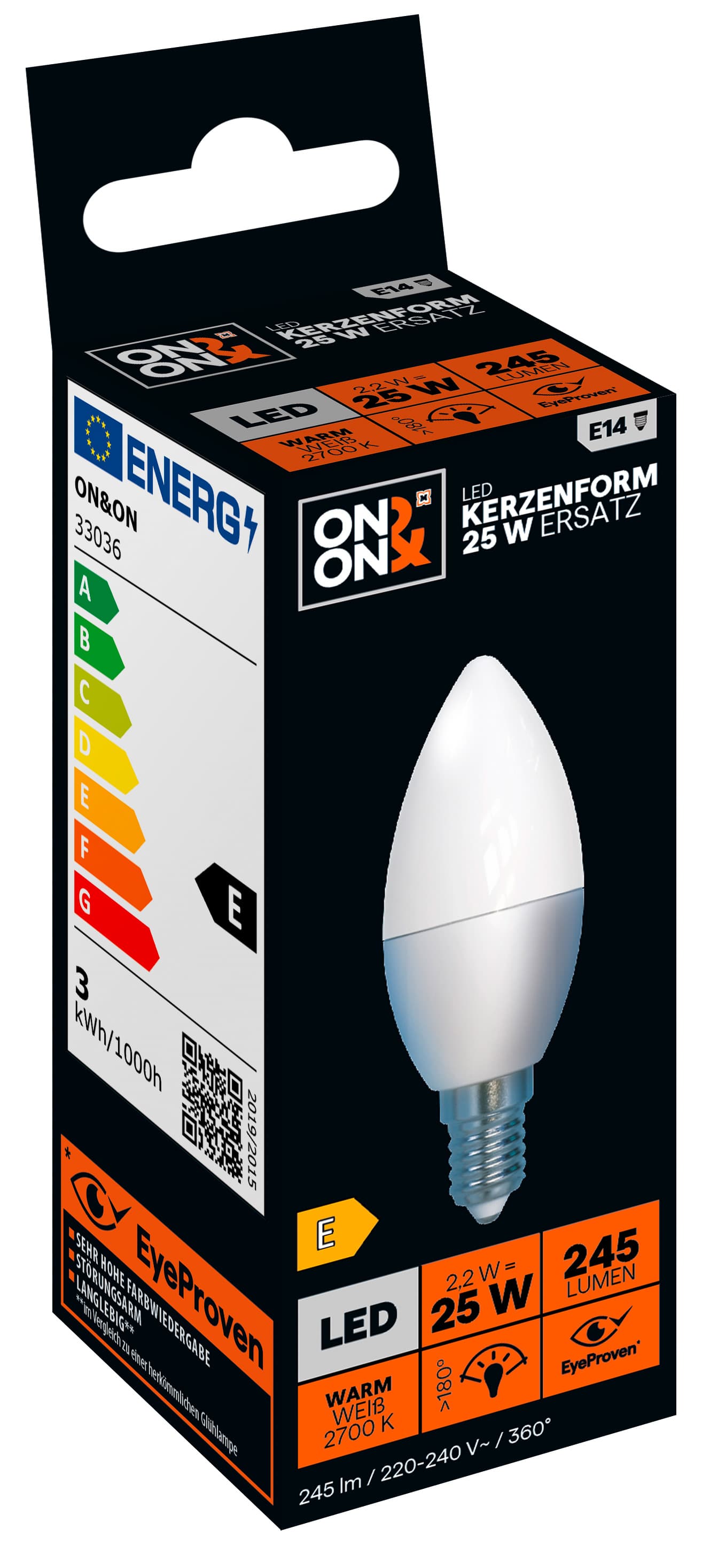 ON&ON LED-Lampe SMD Kerze E14 25 Watt
