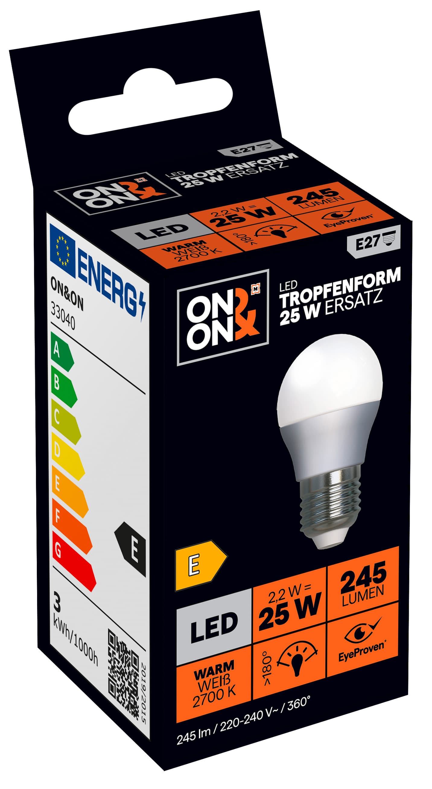 ON&ON LED-Lampe SMD Tropfen E27 25 Watt