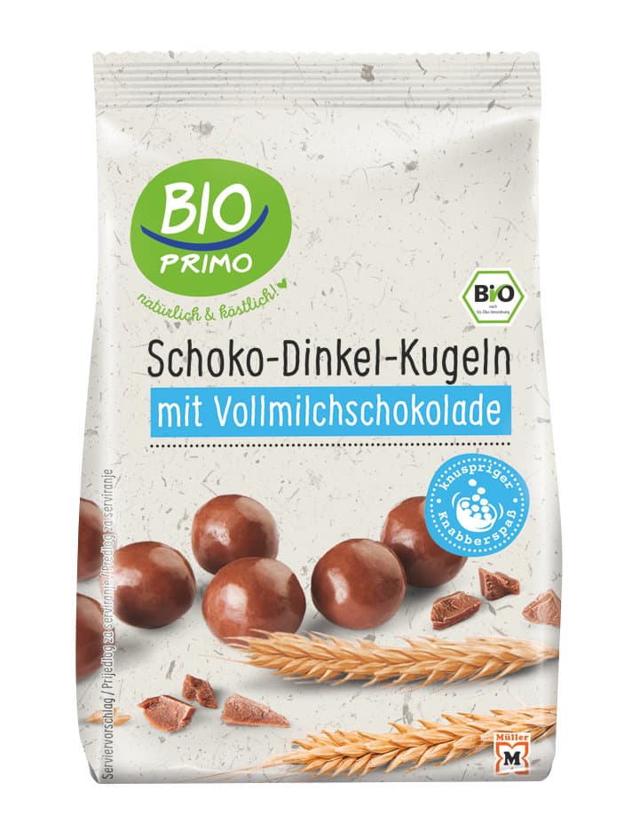 BIO PRIMO Bio Schoko-Dinkel-Kugeln mit Vollmilchschokolade