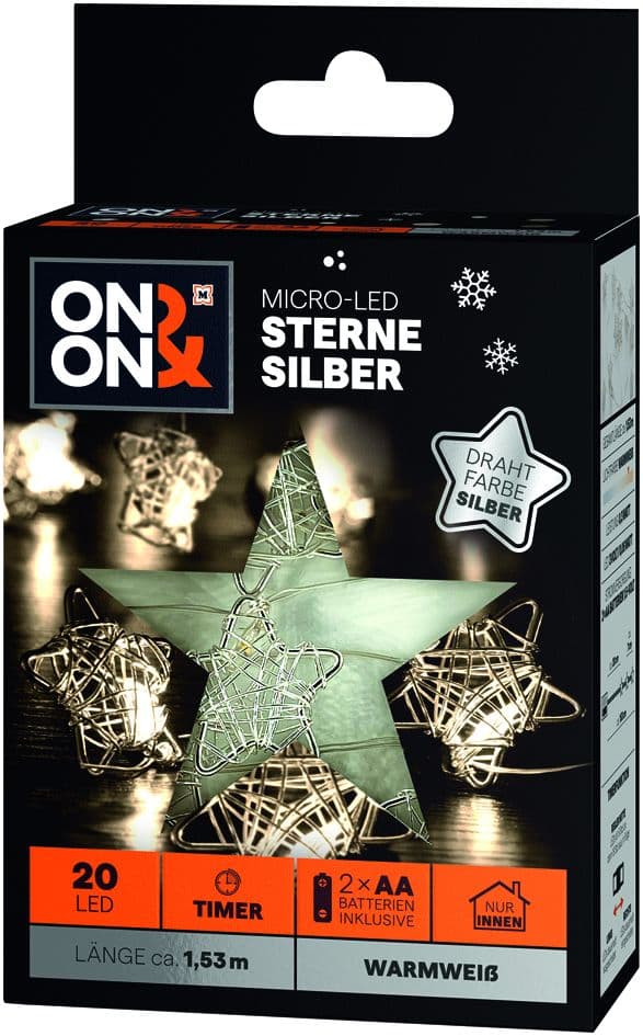 ON&ON Micro LED Sterne Silber