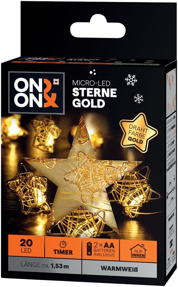 ON&ON Micro LED Sterne Gold