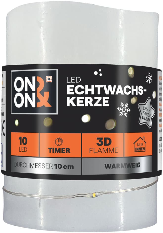 ON&ON LED Echtwachskerze 10cm
