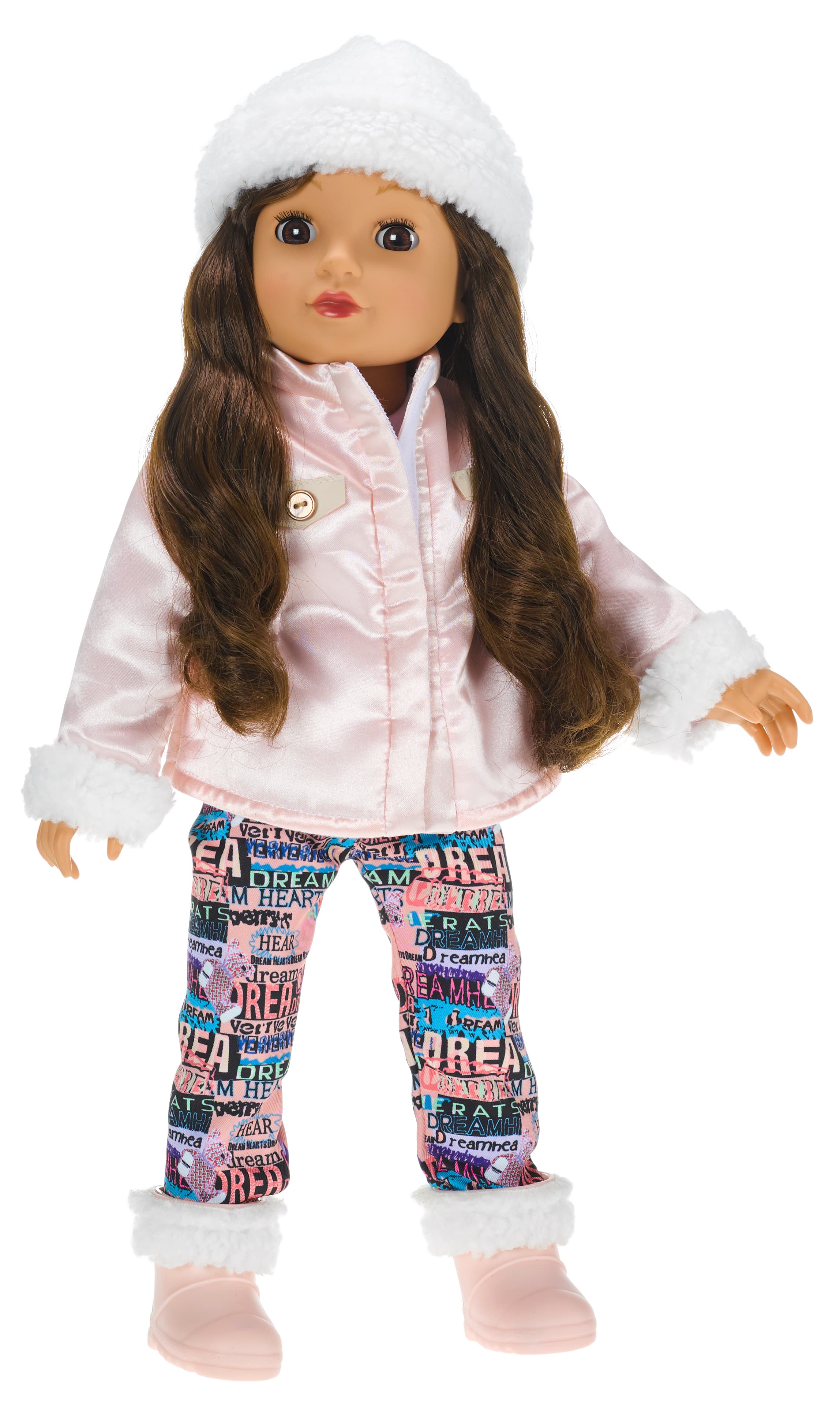 Müller - Toy Place - Modern Girl Fashion Puppe Brünette mit rosa Jacke, 45 cm