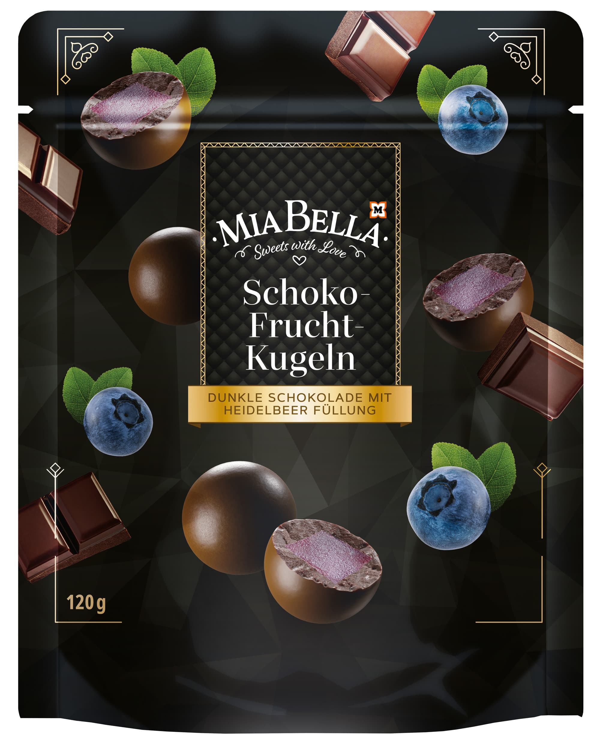 MIA BELLA Schoko Frucht Kugeln Heidelbeere