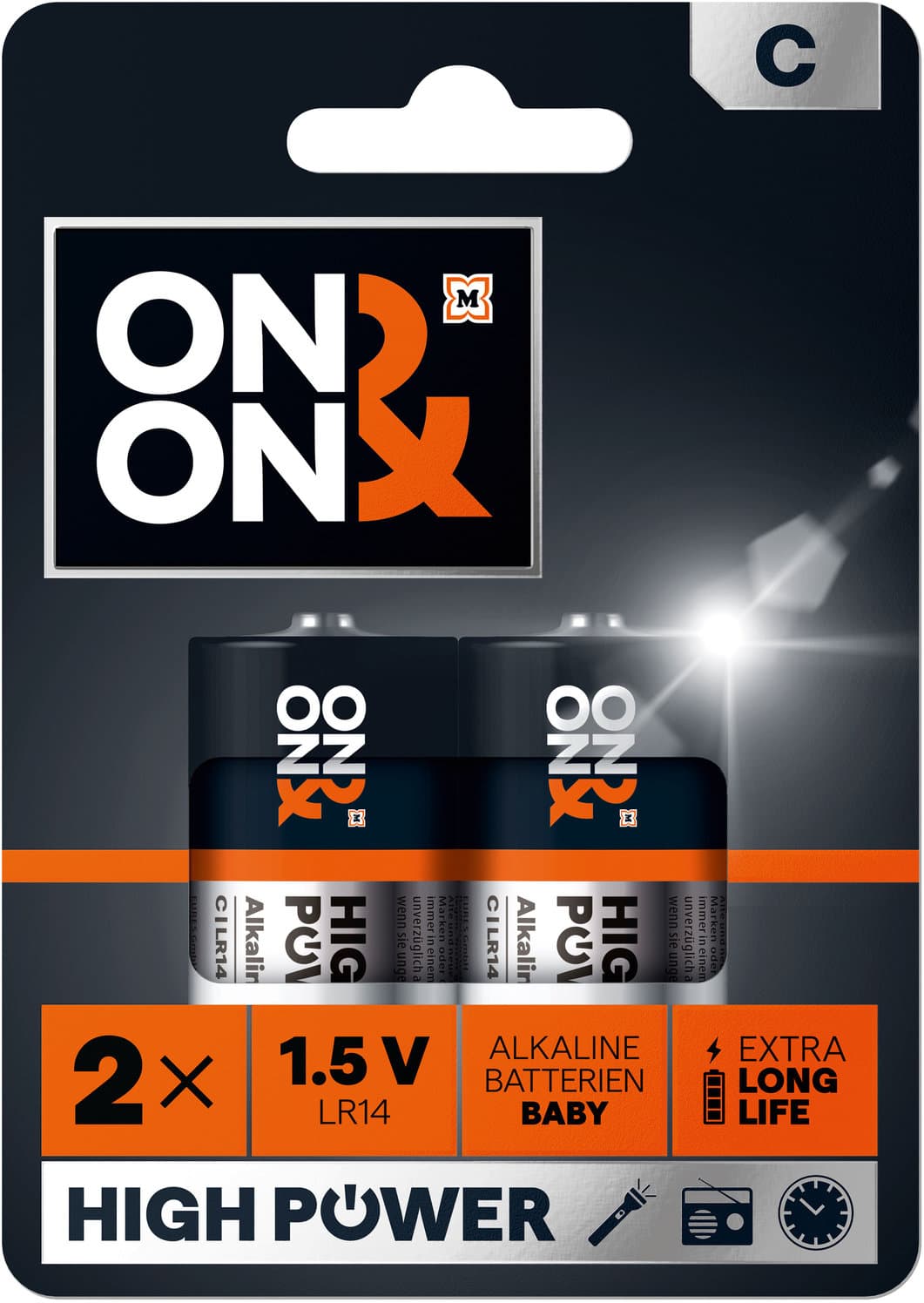 ON&ON Baby Alkaline Batterie 1,5V 2er Pack