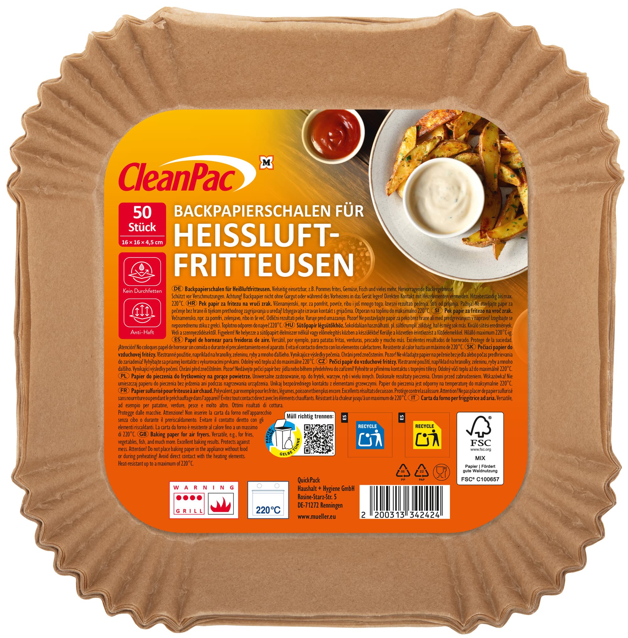 CleanPac Backpapierschalen