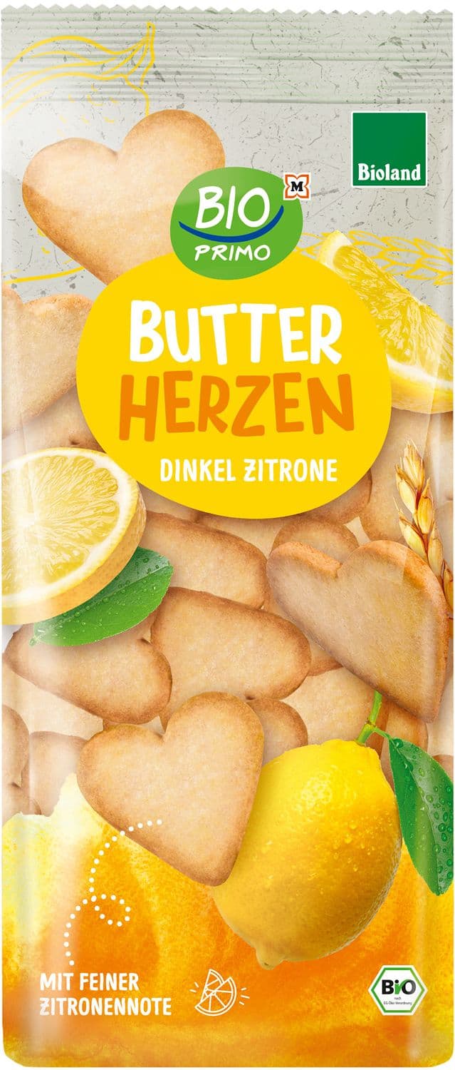 BIO PRIMO Bioland-Dinkel Butterherzen Zitrone