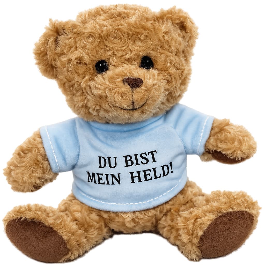 TRENDSHOP Plüschbar "Du bist mein Held" 20cm