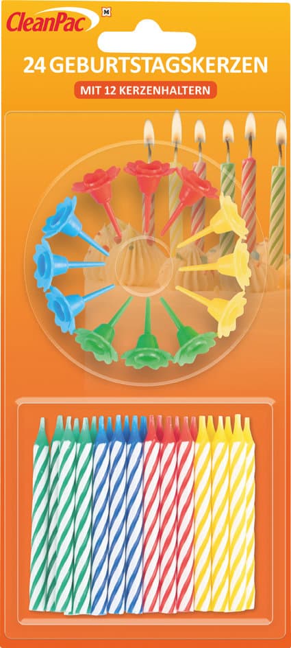 CleanPac Geburtstagskerzen 24er Pack