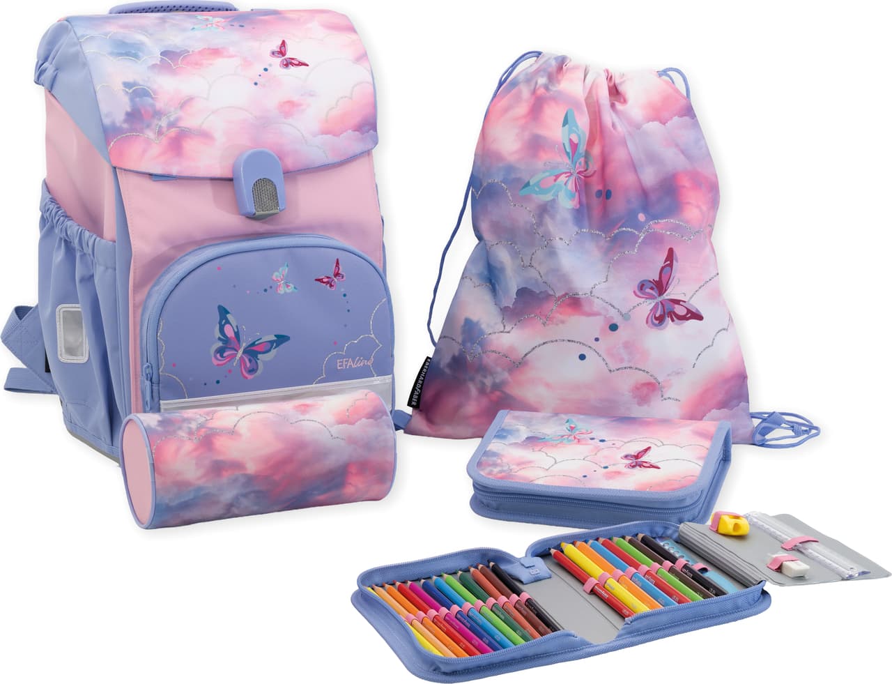 Schulranzen-Set EFAlino Schmetterling III