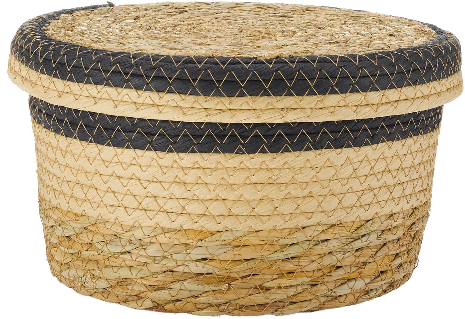 TRENDSHOP Strohkorb mit Deckel 23x13cm