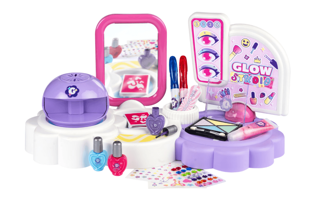 Smoby Glam Me Up Kinderkosmetik 3-in-1 Glow Station mit Nageltrockner, Make-up und Tattoos