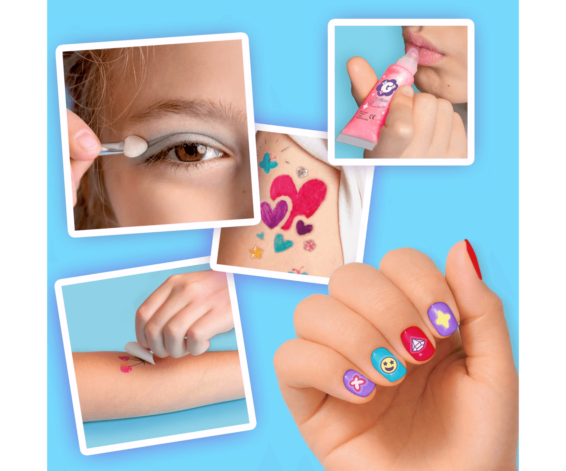 Smoby Glam Me Up Kinderkosmetik 3-in-1 Glow Station mit Nageltrockner, Make-up und Tattoos