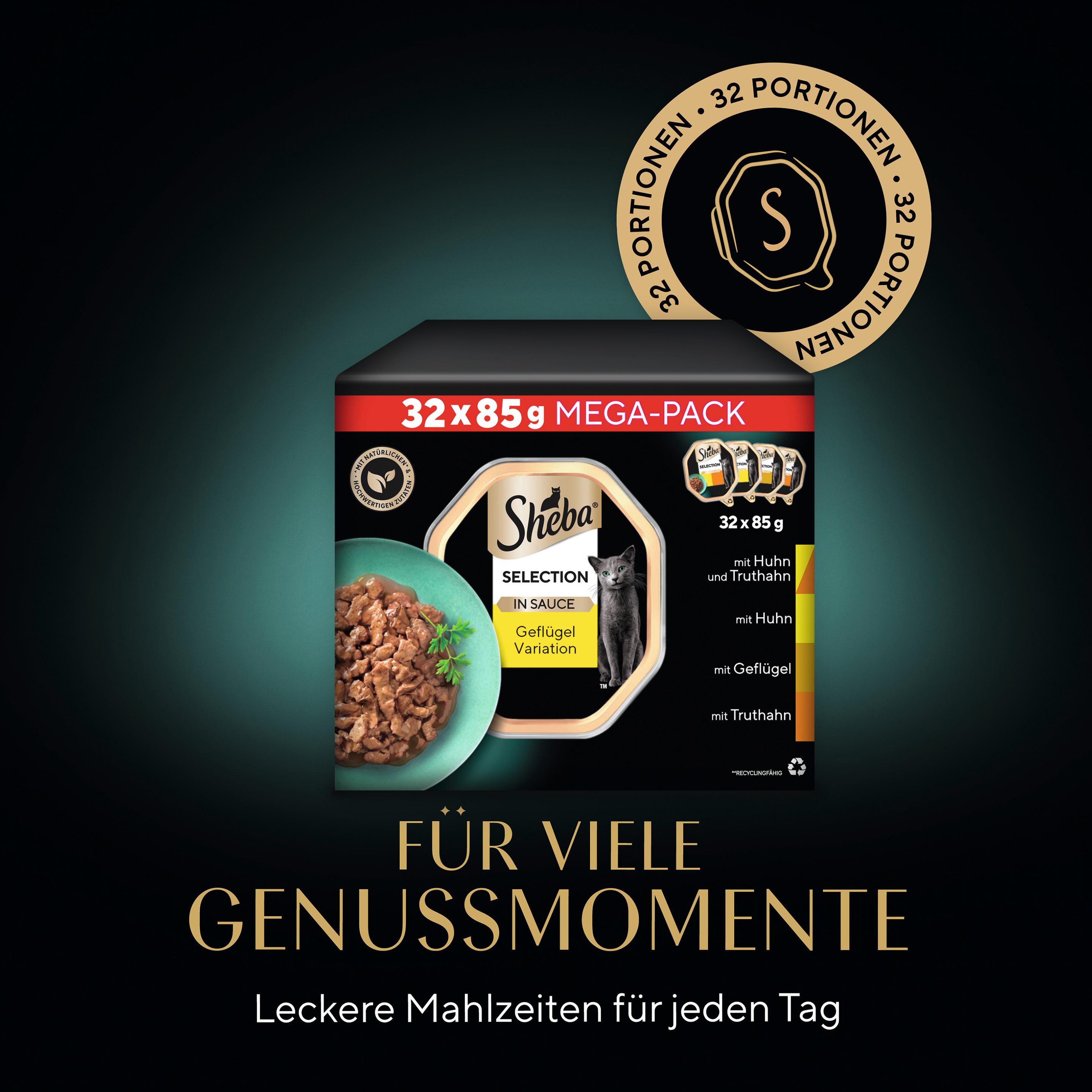 Produktbild Sheba Katzennassfutter Selection in Sauce Geflügel-Variation Mega-Pack 32x85g 3 von 6