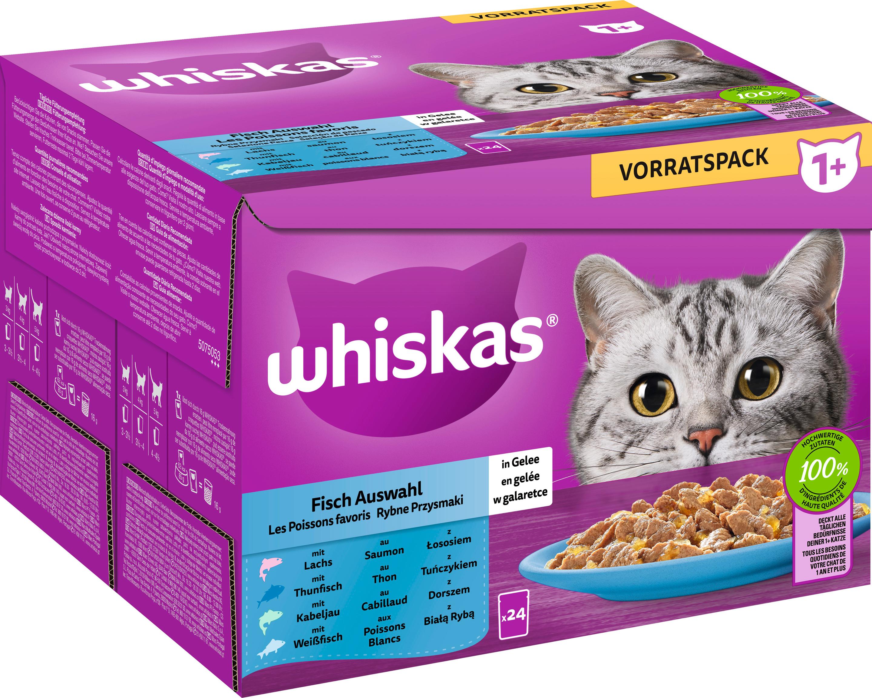Produktbild Whiskas® Portionsbeutel Vorratspack 1+ Fisch Auswahl in Gelee Katzennassfutter 4 von 4