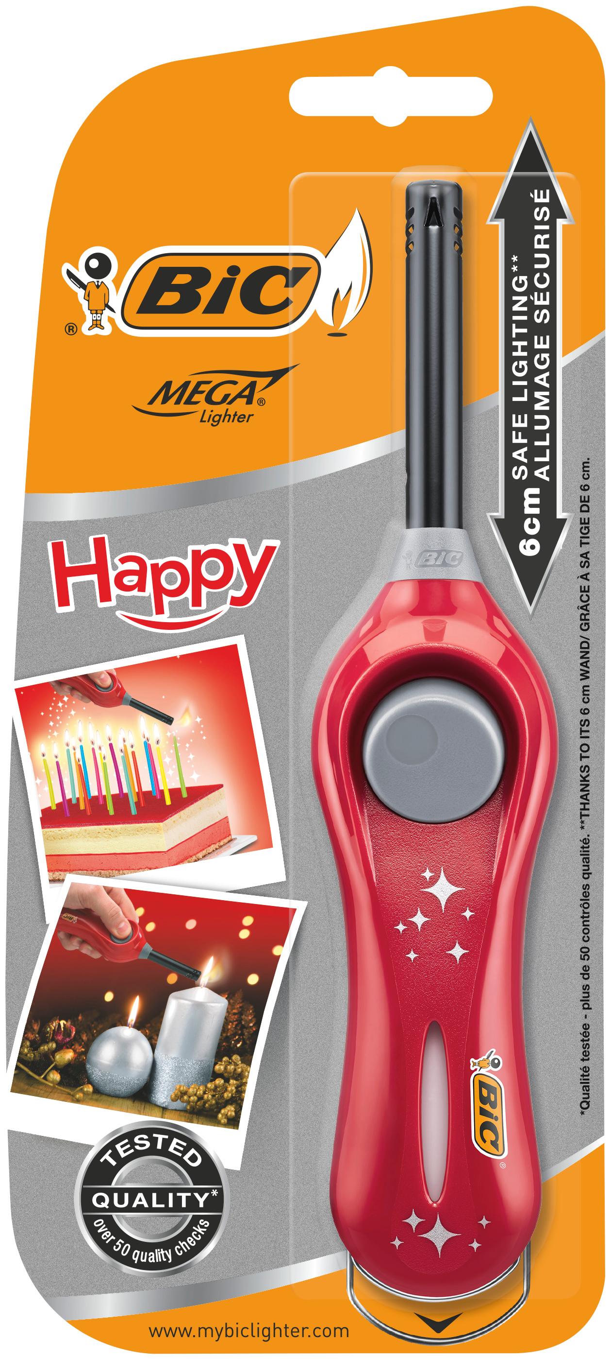 BIC Megalighter Happy Multifunktionsfeuerzeuge - Rot 1er Pack