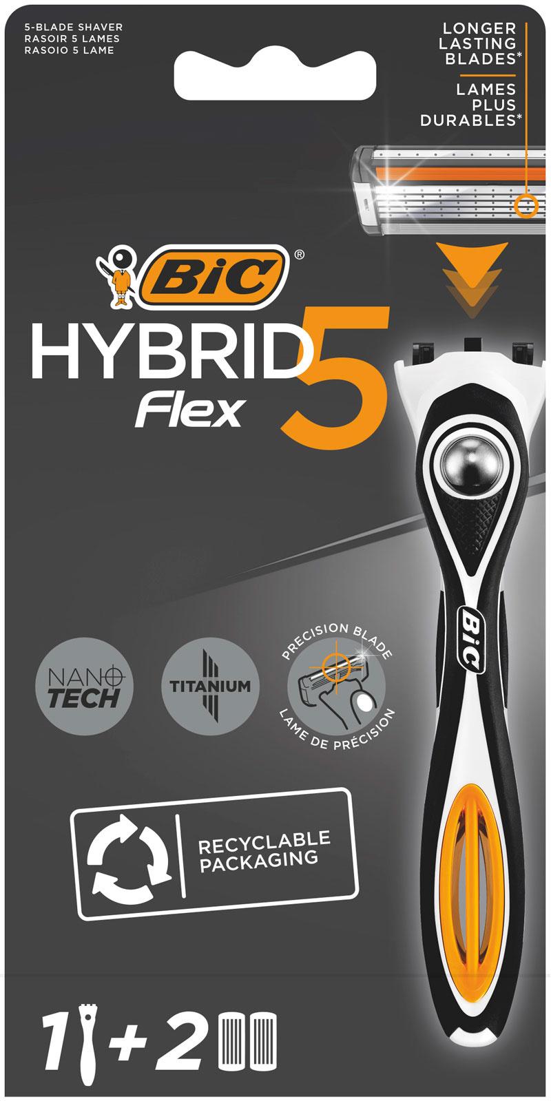 BIC Hybrid 5 Flex 5-Klingen Rasierer + 2 Klingen