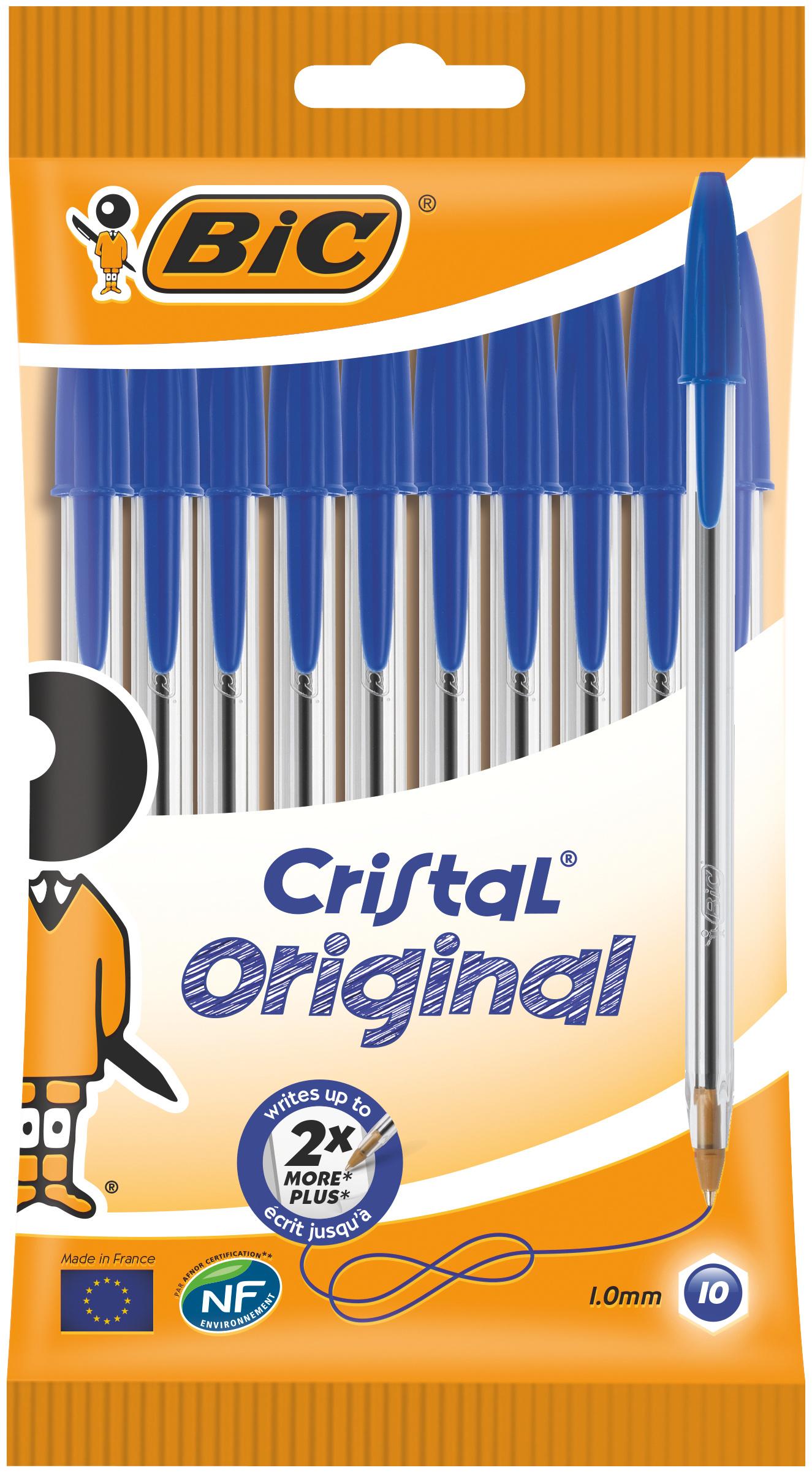 BIC Cristal Original Kugelschreiber-Stifte Mit Mittlerer 1,0-mm-Spitze – Blau, 10er Pack