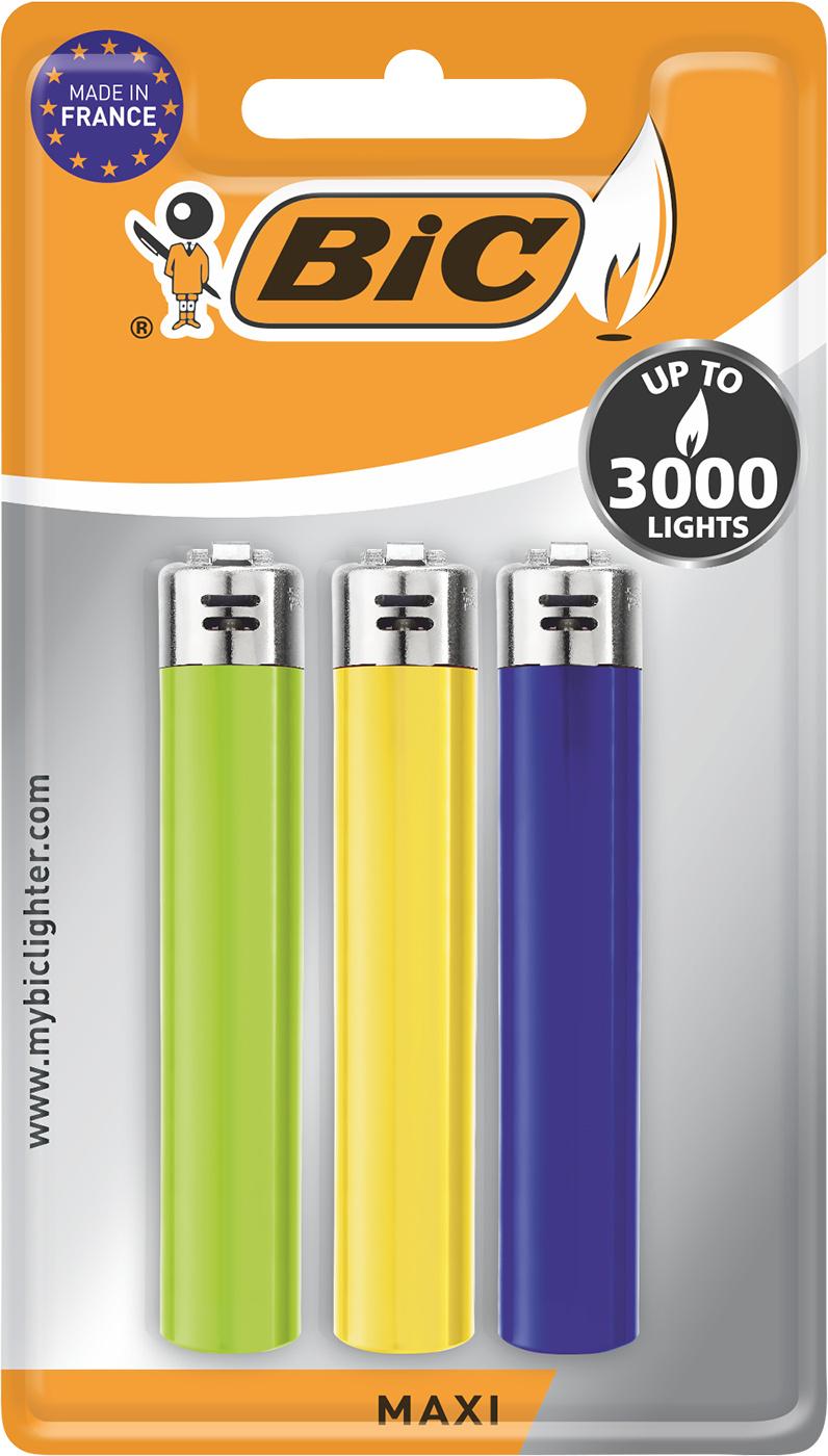 BIC Maxi Reibradfeuerzeuge - Verschiedene Farben 3er Pack