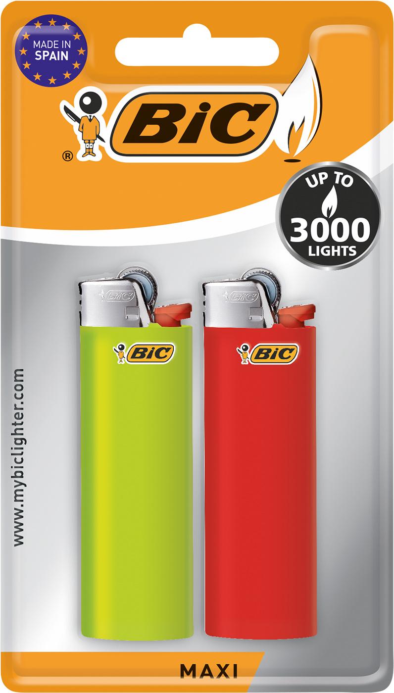 BIC Maxi Reibrad Feuerzeuge – Verschiedene Farben 2er Pack