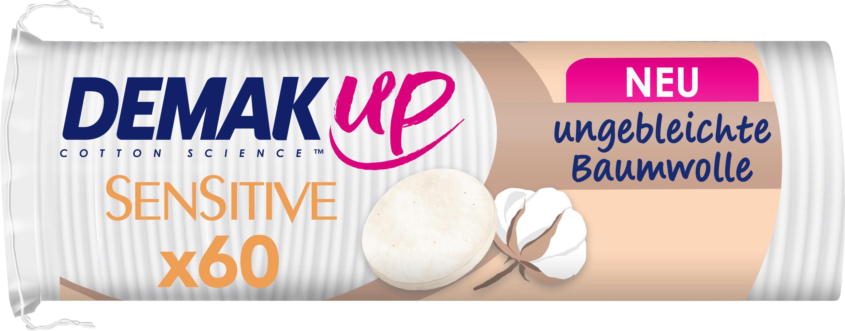 DEMAK'UP Sensitive runde Wattepads aus ungebleichter Baumwolle