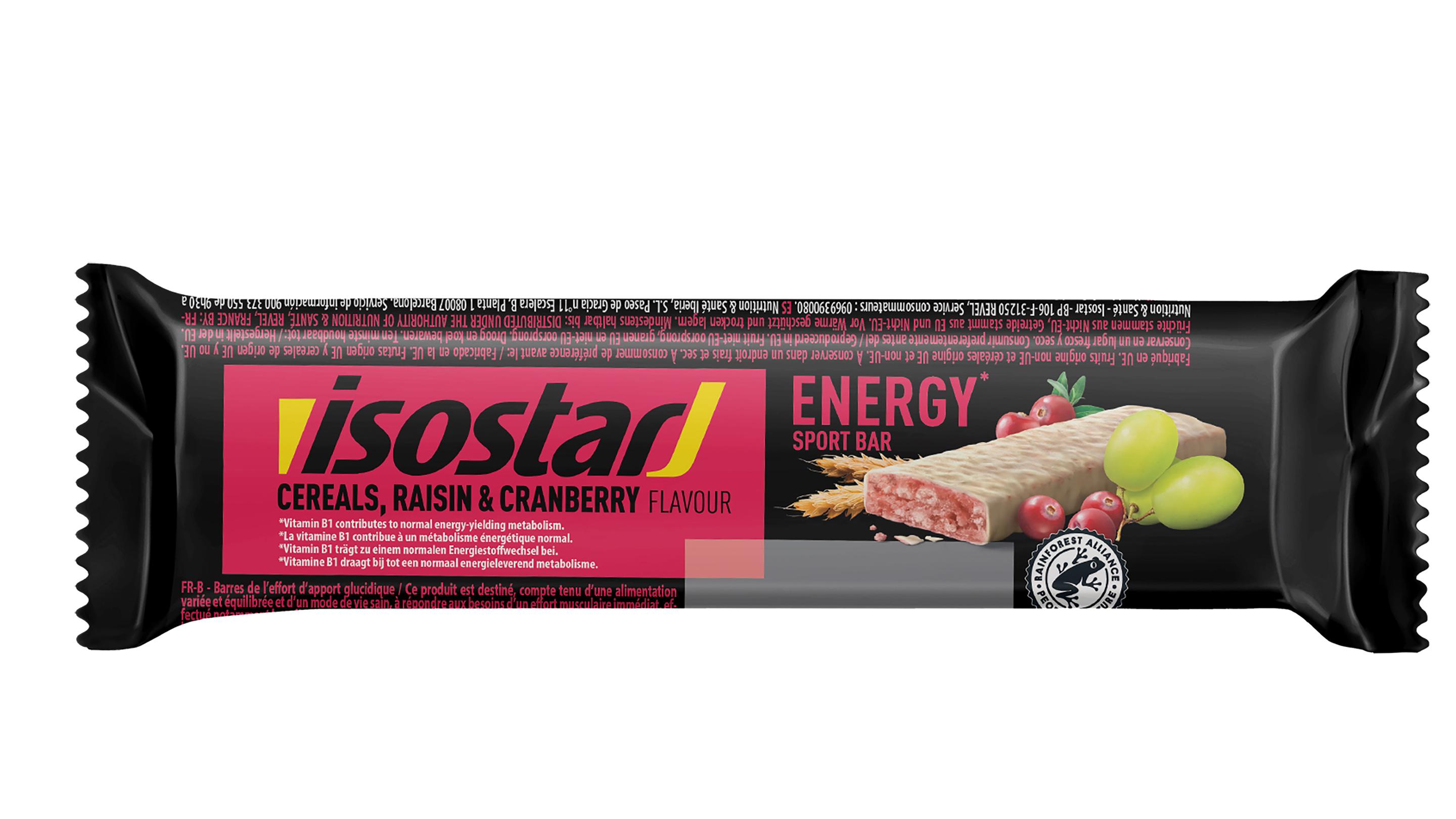 Isostar Energy Sport Bar Cereals, Raisin & Cranberry Flavour