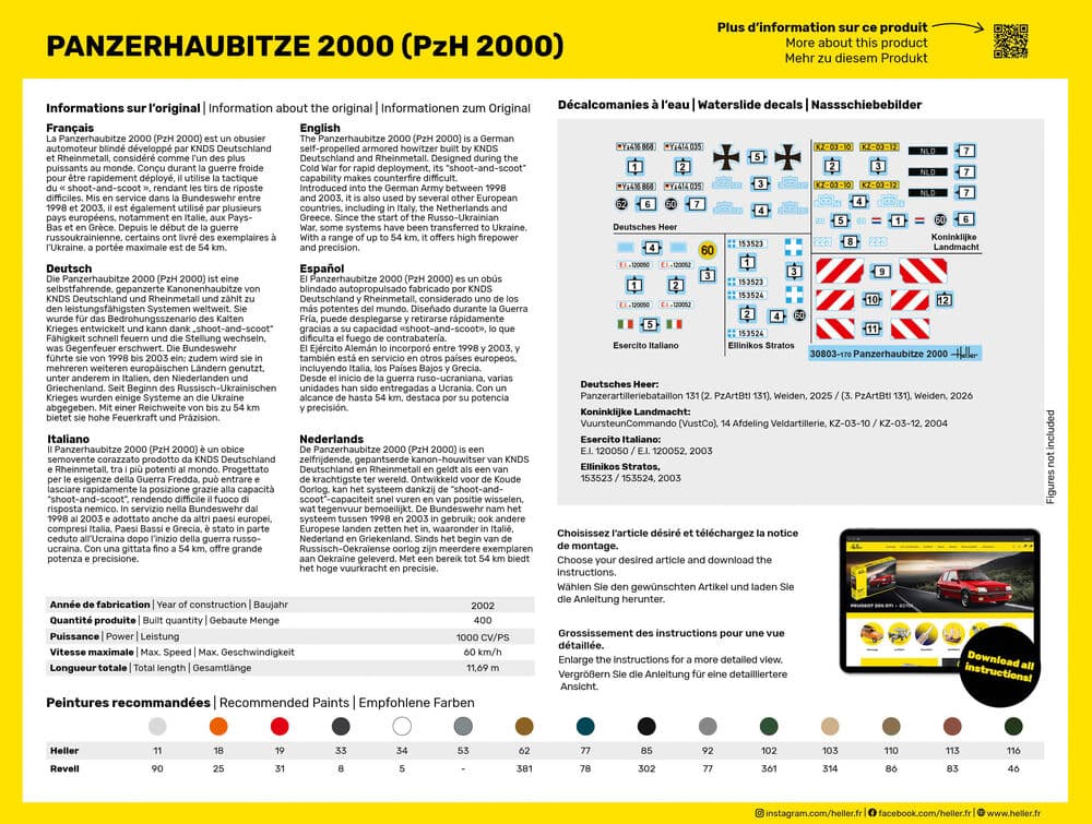 HELLER Panzerhaubitze 2000 (PzH 2000) Deutsches Heer Modellbausatz 1:72