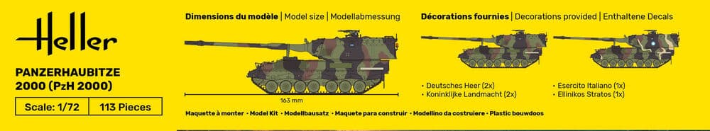 HELLER Panzerhaubitze 2000 (PzH 2000) Deutsches Heer Modellbausatz 1:72