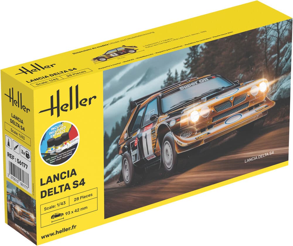 Heller Starter Kit Lancia Delta S4 Modellbausatz 1:24 mit Farben, Kleber und Pinsel