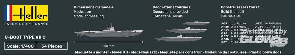 Produktbild Heller: STARTER KIT U-Boot Type VII C in 1:400 (1000570020) 3 von 6