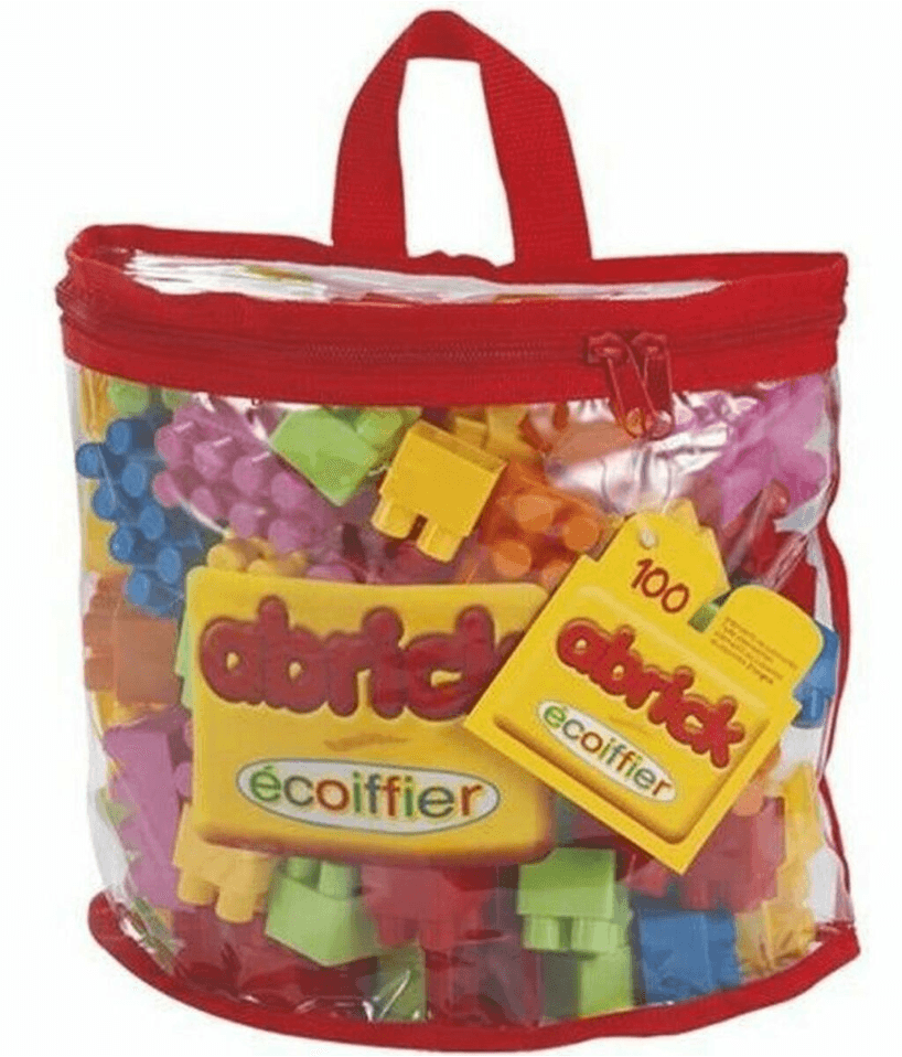 Ecoiffier Abrick Bausteine-Set mit 100 Bausteinen in Halbmondtasche