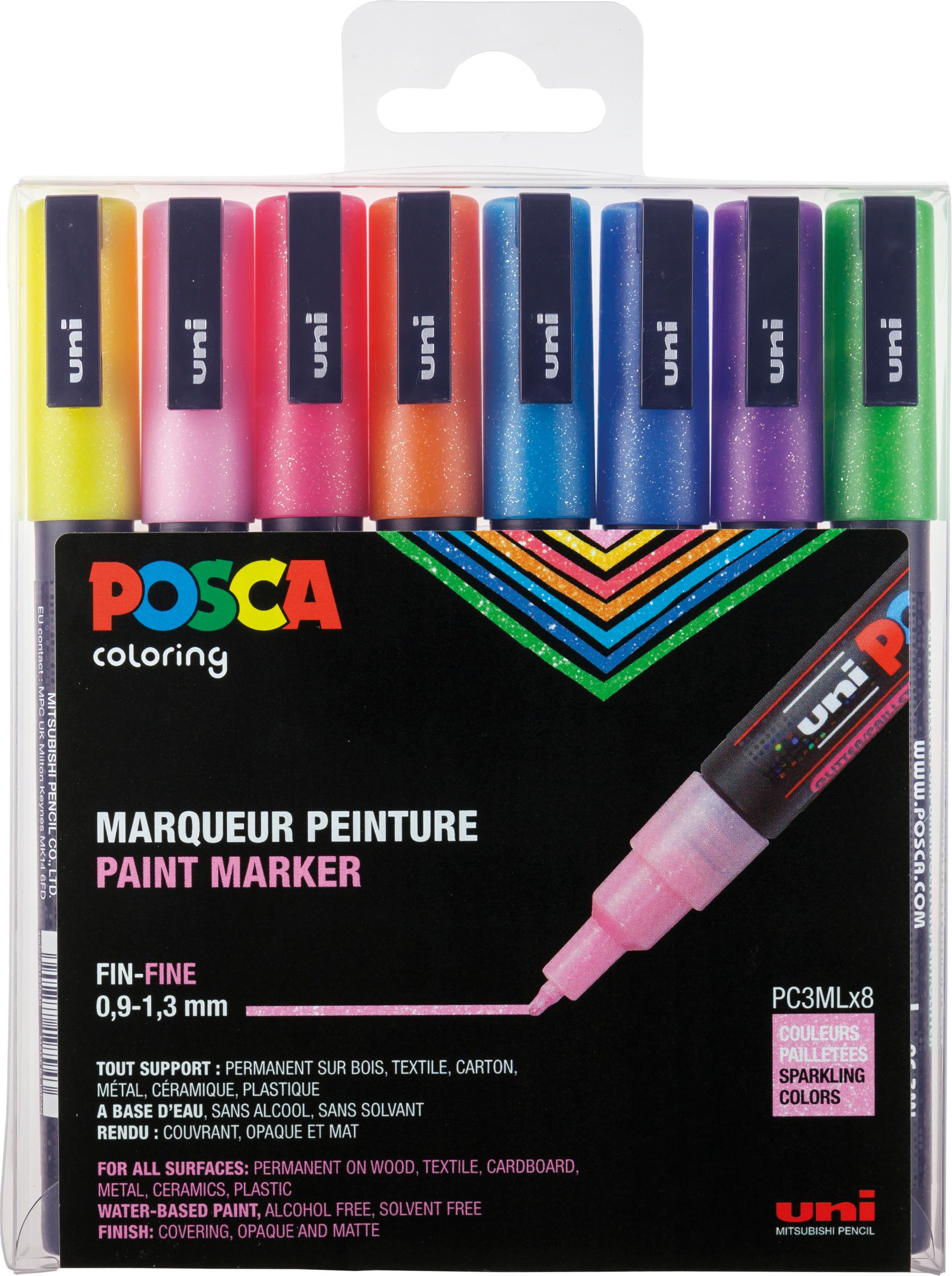 FABER-CASTELL  Marker UNI POSCA PC-3M 8er Set Glitter