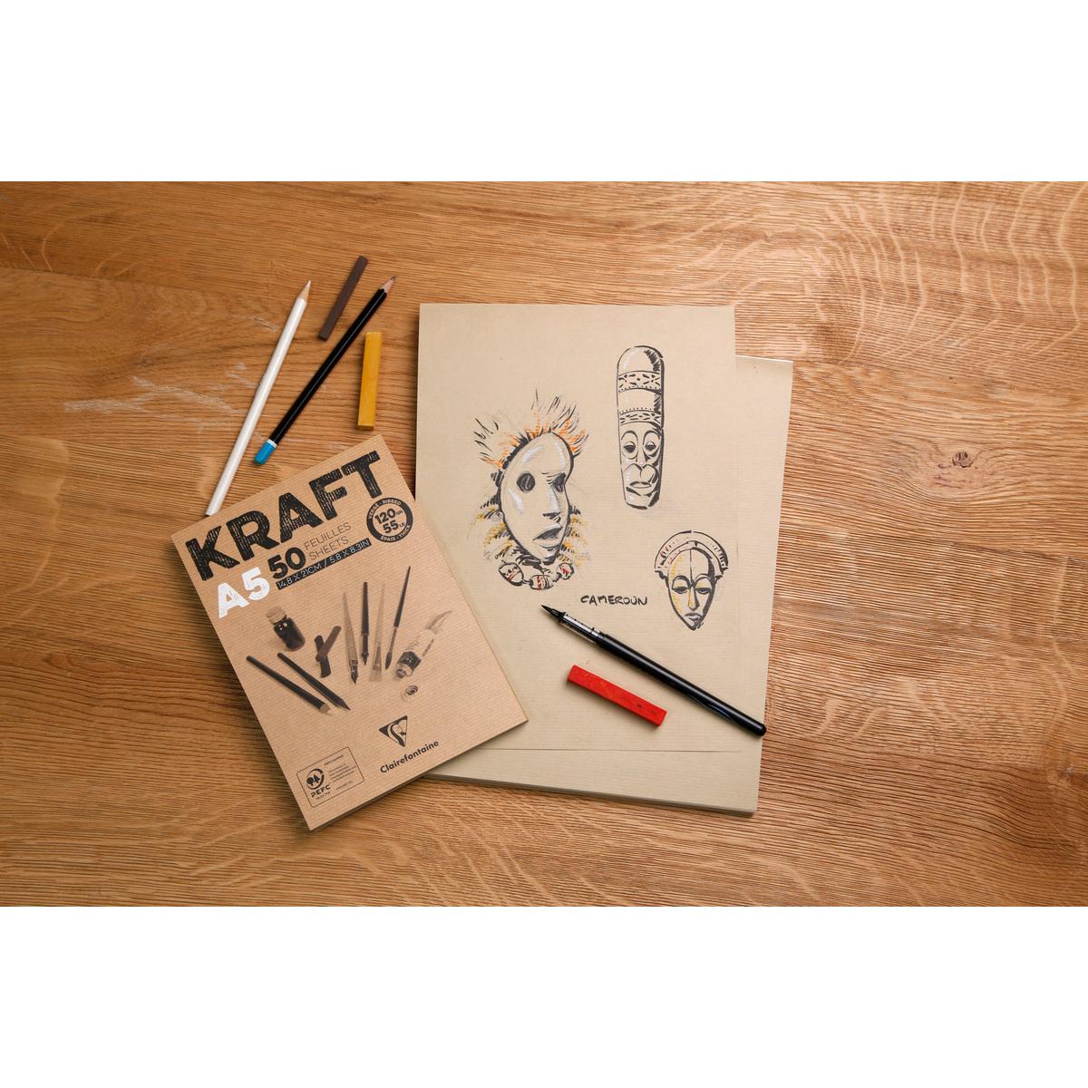 Produktbild Clairefontaine Kraftpapierblock A5 braun 100 Blatt 3 von 4