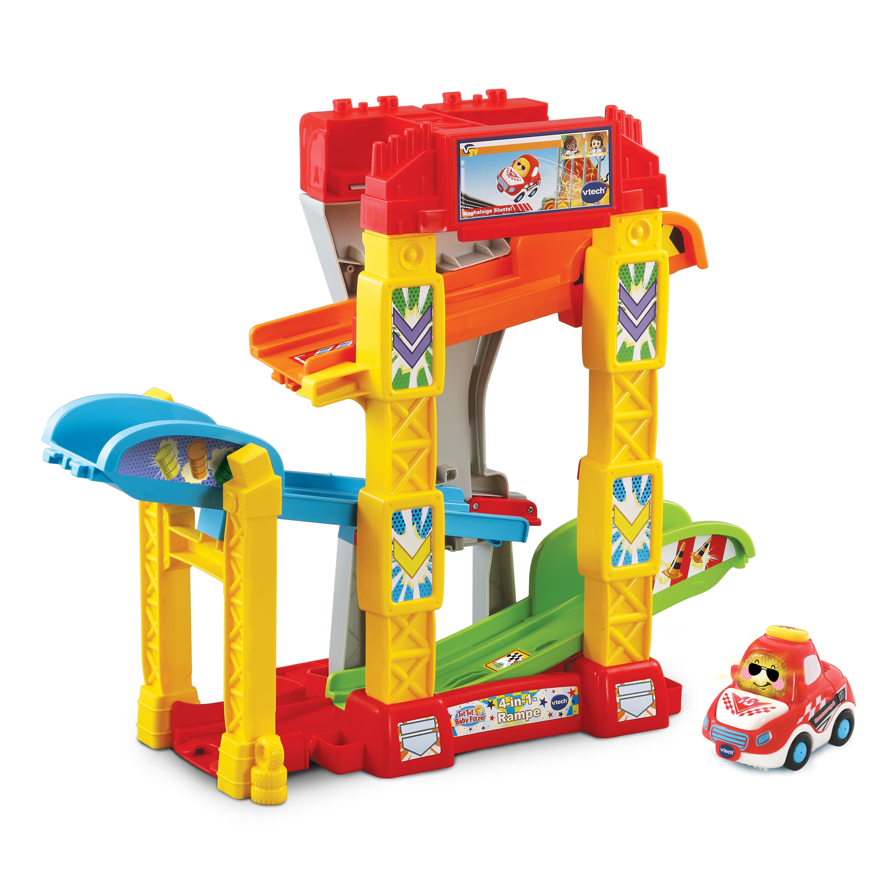 VTech - Tut Tut Baby Flitzer - 4-in-1-Rampe, Babyauto-Spielset