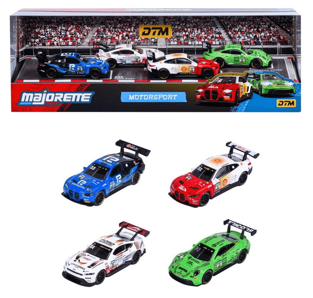 Majorette Motorsport DTM 4er-Set 1:64 mit Porsche, BMW und Ford