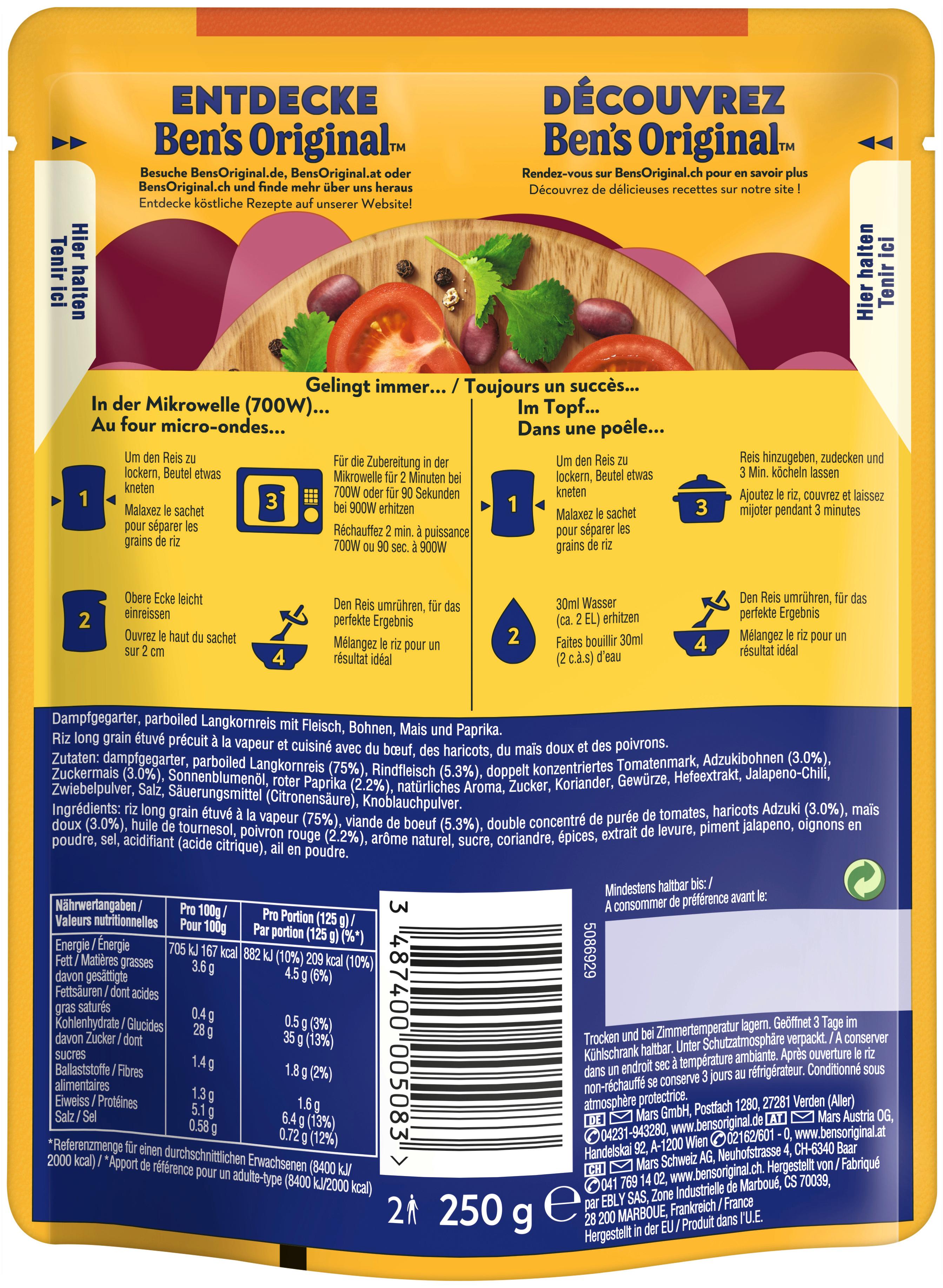Produktbild BEN´S ORIGINAL™ Chili con Carne - Hackfleisch&Gemüse 2 von 5