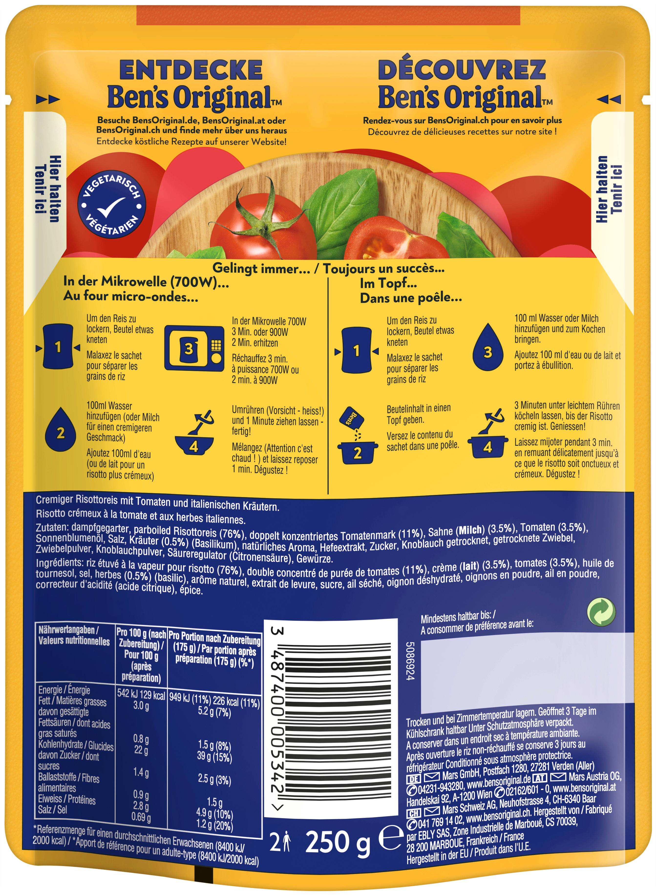 Produktbild BEN'S ORIGINAL™ Risotto Tomate&italienische Kräuter 2 von 5