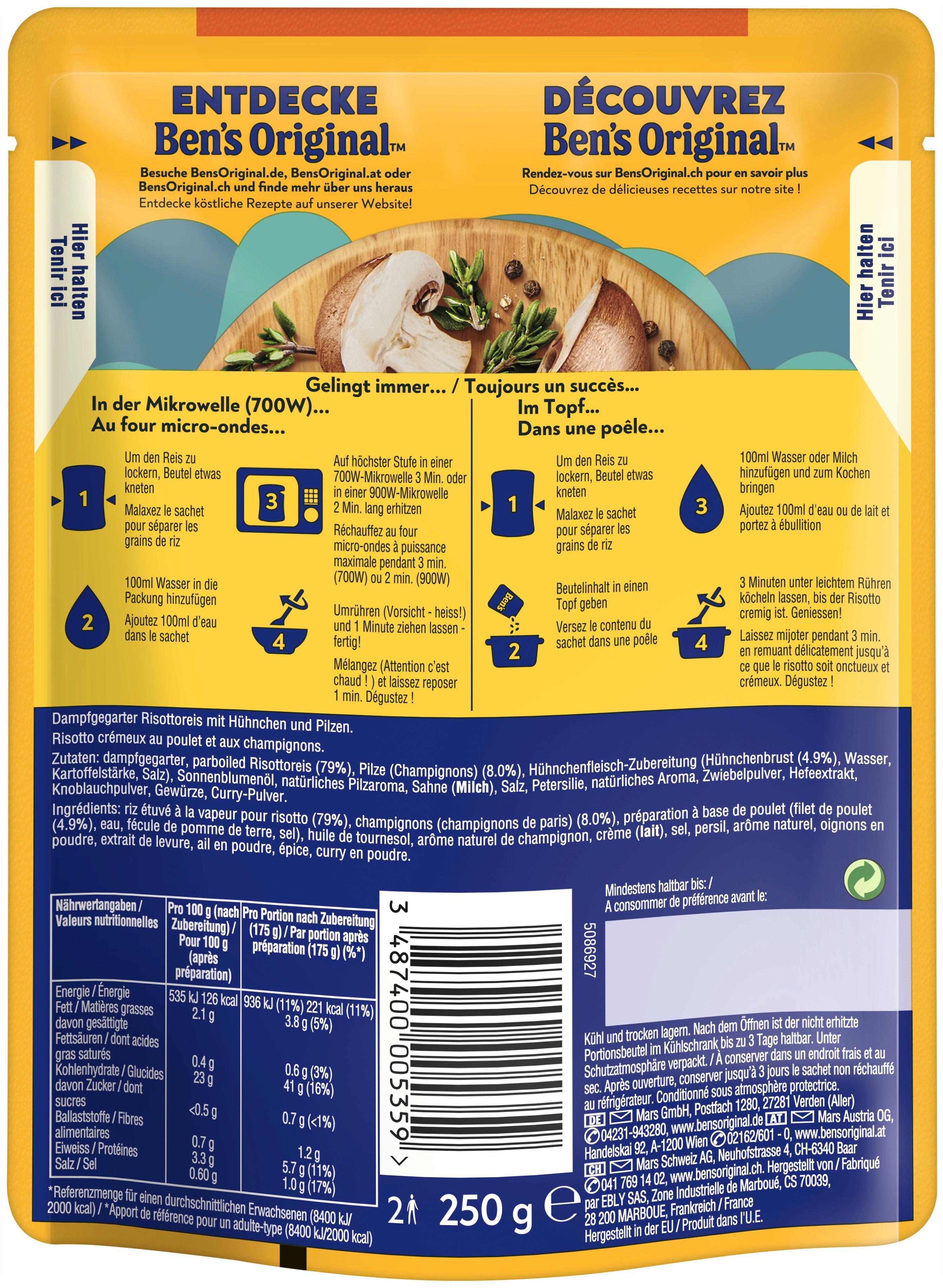 Produktbild BEN'S ORIGINAL™ Risotto mit Hühnchen und Pilze 250g 2 von 5