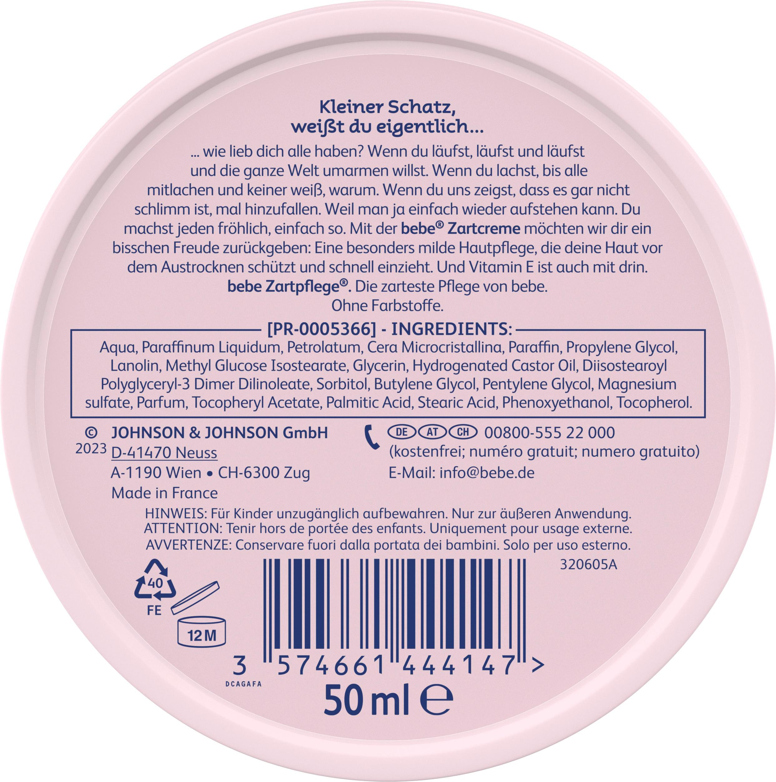 Produktbild bebe ZARTPFLEGE Zartcreme Pflege und Schutz für zarte Haut 2 von 9
