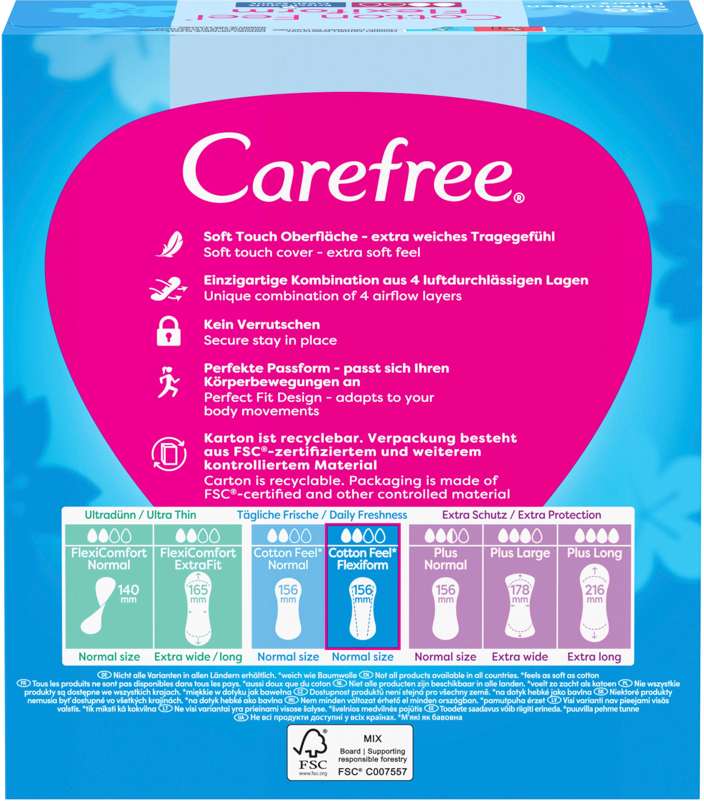Produktbild Carefree Slipeinlagen Cotton Feel Flexiform 2 von 10