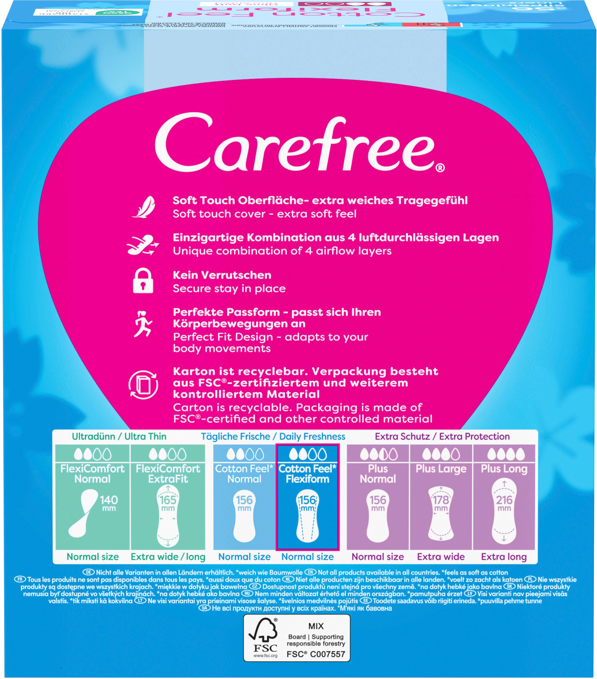 Produktbild Carefree Slipeinlagen Cotton Feel Flexiform 2 von 10