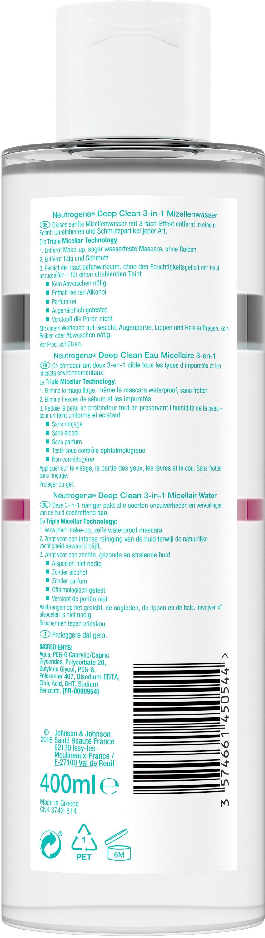Produktbild Neutrogena Deep Clean 3in1 Mizellenwasser 2 von 5