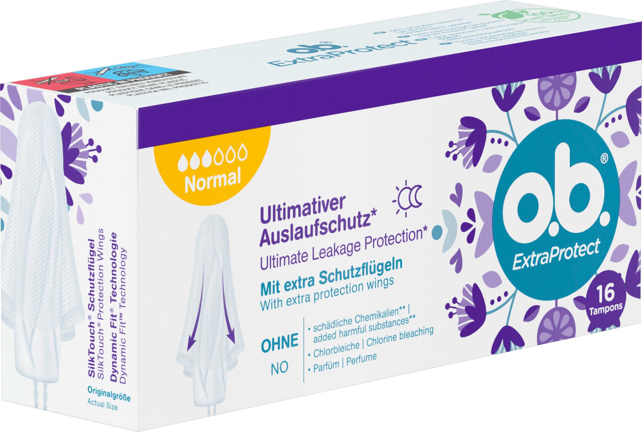 Produktbild o.b. Tampons Extra Protect ultimativer Auslaufschutz mit extra Schutzflügeln 4 von 10