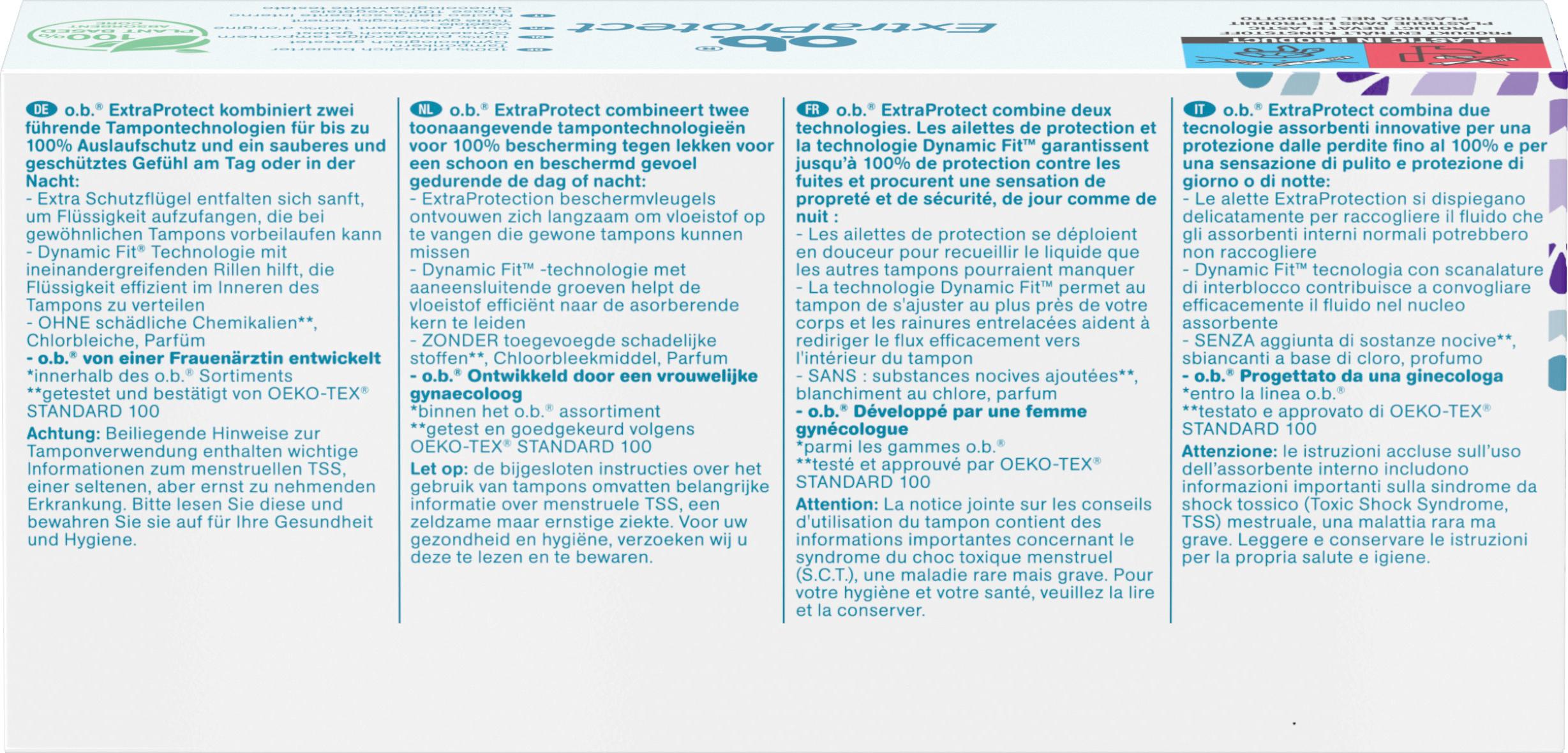 Produktbild o.b. Tampons Extra Protect ultimativer Auslaufschutz mit extra Schutzflügeln 2 von 10
