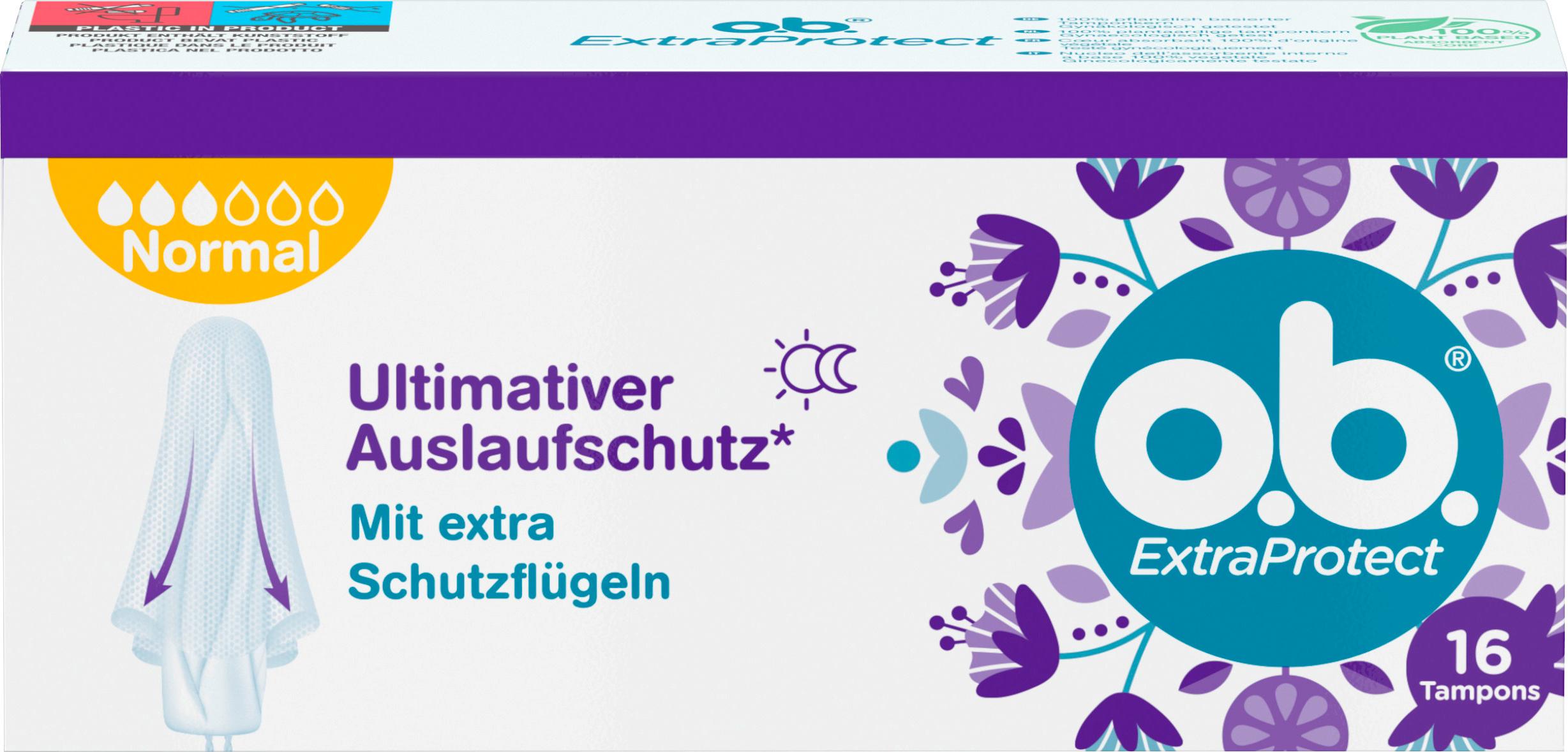 o.b. Tampons Extra Protect ultimativer Auslaufschutz mit extra Schutzflügeln