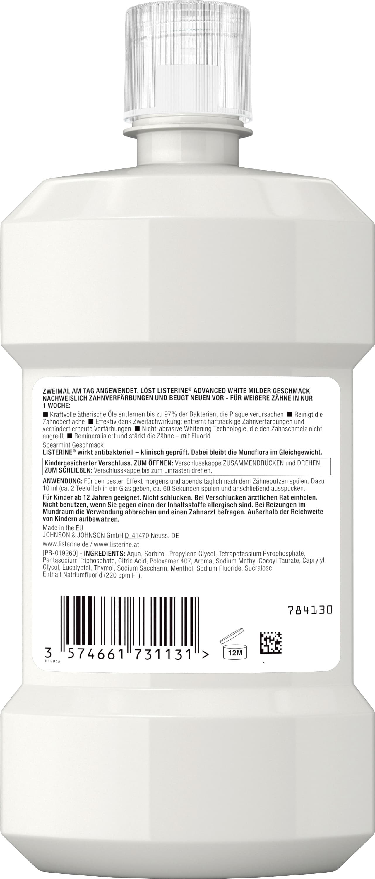 Produktbild Listerine Mundspülung Advanced White Mild 2 von 11