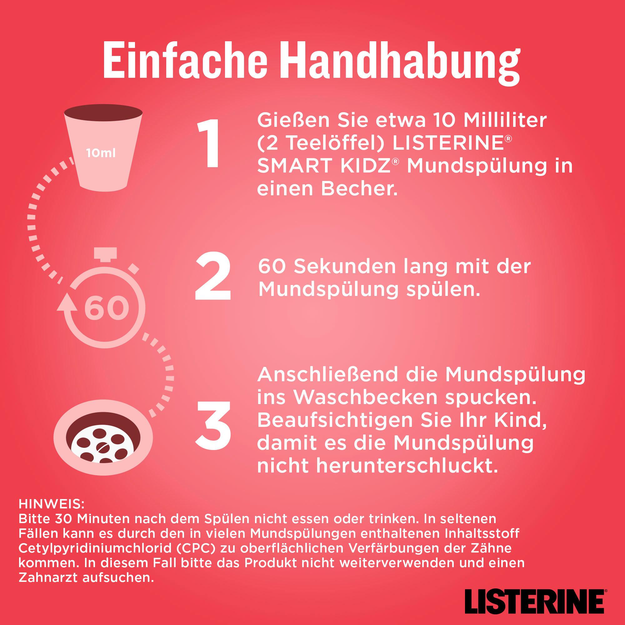 Produktbild Listerine Mundspülung Kinder Smart Kidz Erdbeere 9 von 10