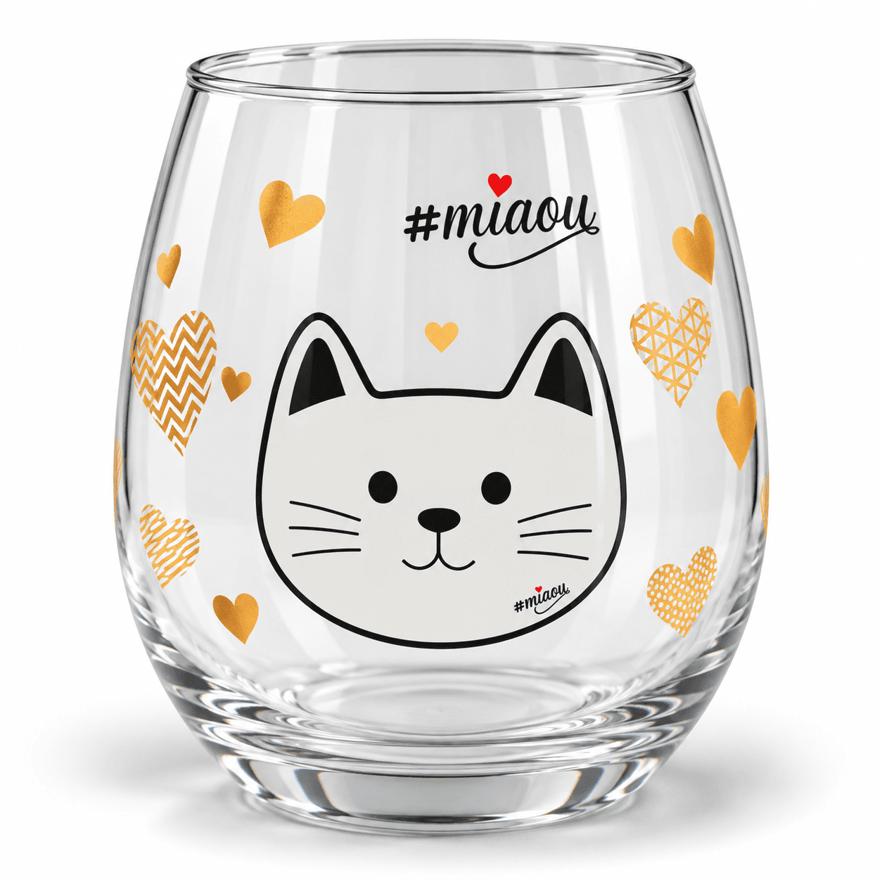 MIAOU Glas Katze weiss