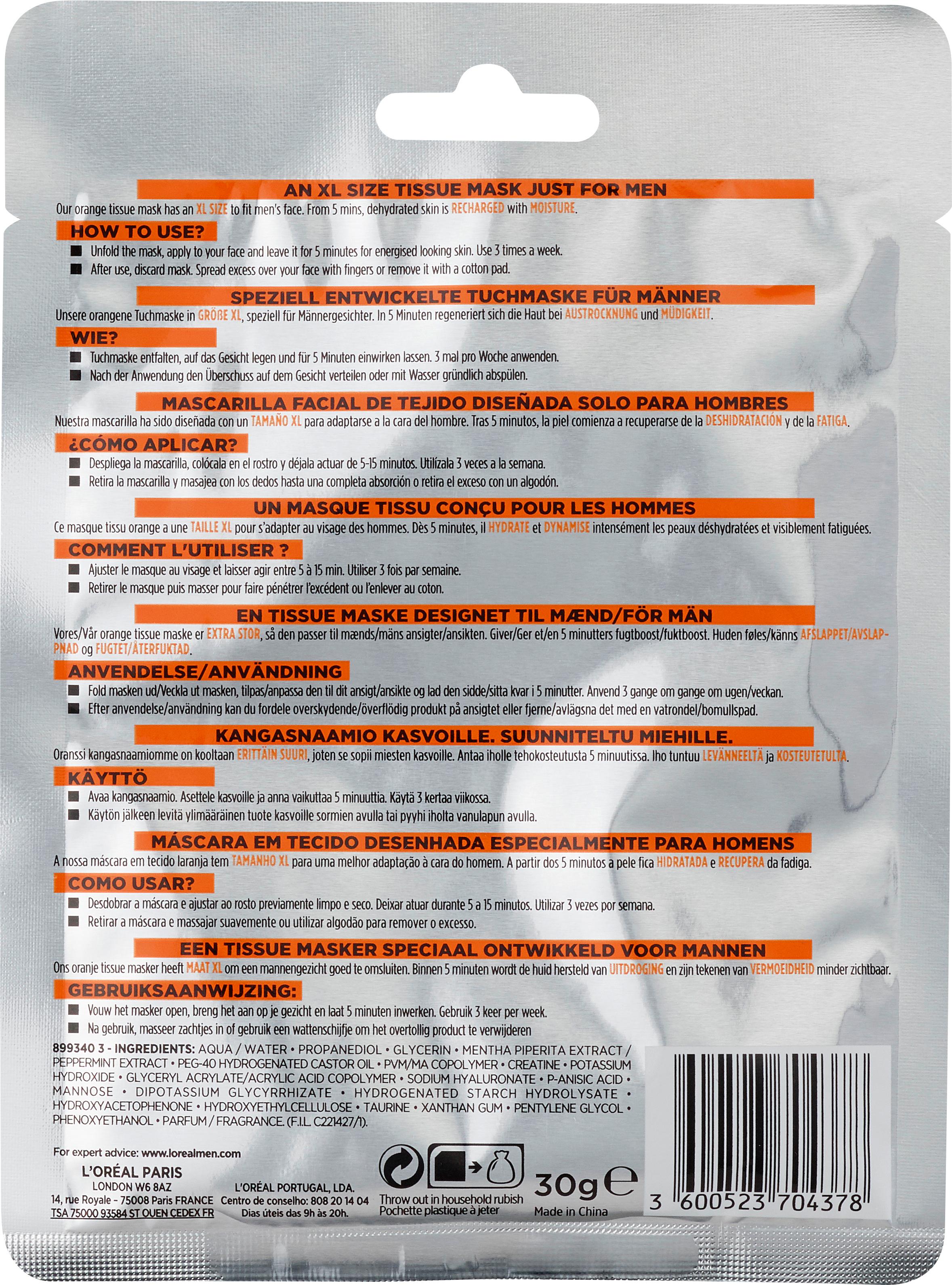 Produktbild L'oréal Men Expert Hydraenergy Tuchmaske 2 von 7