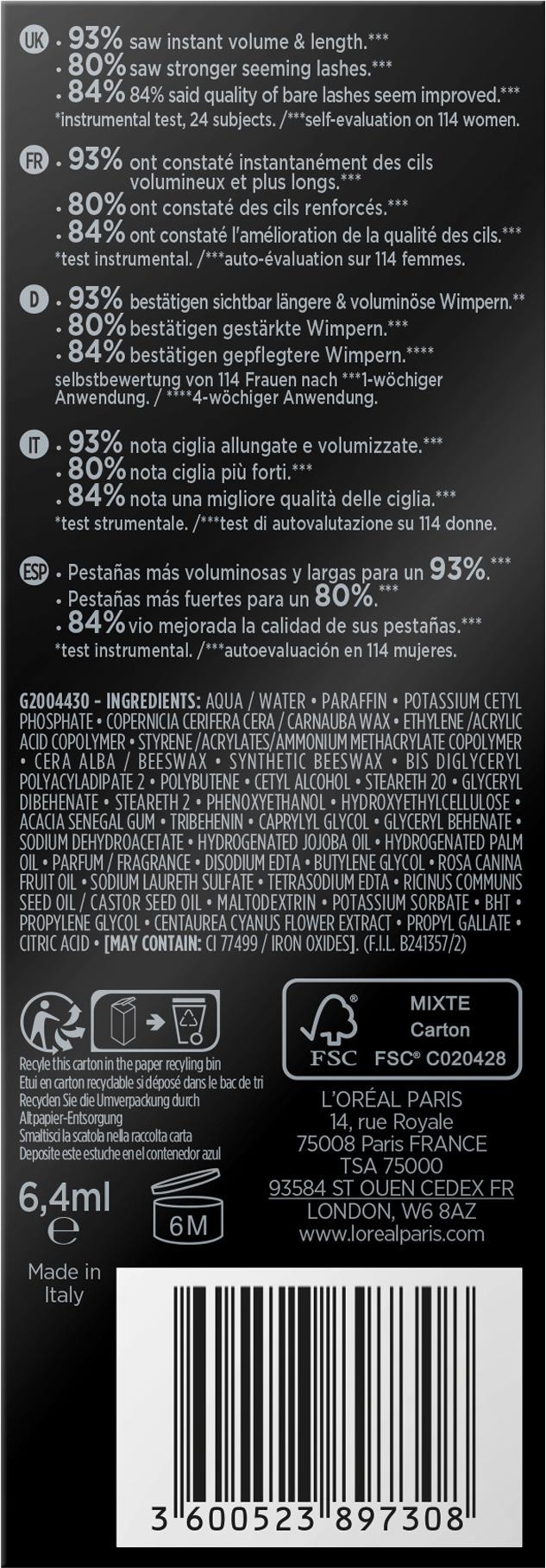 Produktbild L'ORÉAL PARIS Wimperntusche Paradise Extra Black 2 von 12